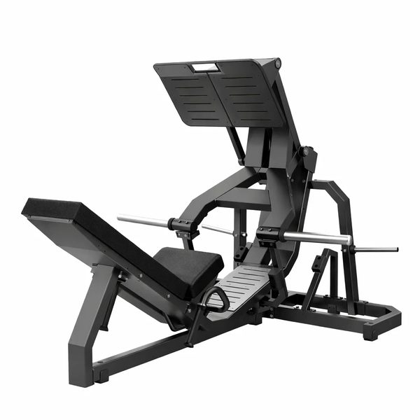 Área de Montaje: 154 cm x 103 cm x 168 cm Peso Neto: 160 kg La Prensa para Pierna está diseñada para desarrollar fuerza y masa muscular en el tren inferior mediante un movimiento estable, fluido y seguro. Su plataforma amplia y respaldo ergonómico permiten trabajar con cargas elevadas, manteniendo una postura adecuada durante todo el recorrido y reduciendo la tensión sobre la zona lumbar. Al utilizar discos olímpicos como sistema de resistencia, ofrece la libertad de incrementar la carga de acuerdo con el nivel de entrenamiento de cada usuario, convirtiéndose en un equipo indispensable para gimnasios comerciales, centros de alto rendimiento y espacios de entrenamiento profesional.